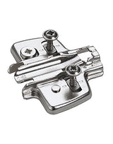 Kreuzmontageplatte mit Direkt-Höhenverstellung, vernickelt, Lochreihe 37 x 32 mm, Hettich Direkt mit Pilotzapfen und Spezialschrauben (für Bohrung ø 5 x 7,5 mm), Distanz 0.0 mm
