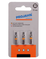 1/4" markierter Bit Innen-6kant 3mm 3er Pack L25 mm - PROJAHN