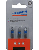 1/4" markierter Bit Pozidriv Nr 1. 3er Pack L25 mm - PROJAHN
