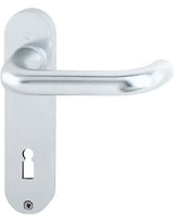 HOPPE Drückergarnitur Paris 138L/300K, Kurzschild, oval, Buntbart gelocht, Entfernung 72mm, Vierkant 8mm, Türstärke 37 - 42mm, Befestigungstechnik ohne Stütznocken, silber, naturfarben, eloxiert