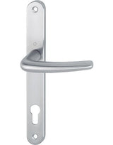 HOPPE Halbgarnitur Denver E1310Z/3346SN, Langschild, oval, Profilzylinder gelocht, Entfernung 92mm, Vierkant 8mm, Befestigungstechnik ohne Stütznocken, grau, edelstahl matt