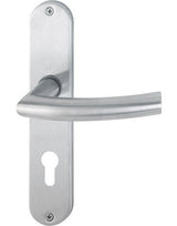 HOPPE Drückergarnitur Trondheim E1430Z/302, Langschild, oval, Profilzylinder gelocht, Entfernung 72mm, Vierkant 8mm, Türstärke 35 - 45mm, Befestigungstechnik ohne Stütznocken, grau, edelstahl matt