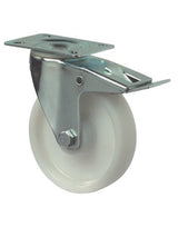 Lenkrolle 125mm L420.B10 Platte, Kunststoff weiß, RL, Fest L420.B10.125 - BS ROLLEN