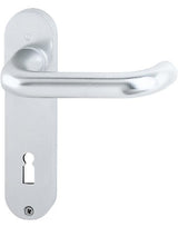 HOPPE Drückergarnitur Paris 138L/300K, Kurzschild, oval, Buntbart gelocht, Entfernung 72mm, Vierkant 8mm, Türstärke 37 - 42mm, Befestigungstechnik ohne Stütznocken, silber, naturfarben, eloxiert