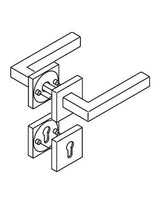 Objekttür- Drückergarnitur, mit Rosetten, eckig 100XAB01.1A0, VK 8mm, Buntbart gelocht, DIN Links-Rechts, edelstahl - Hewi