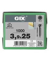 Trockenbauschraube GIX-A Trompetenk 3,9x25mm,Vollgw,Kreuzschlitz H2,sw phos - SPAX