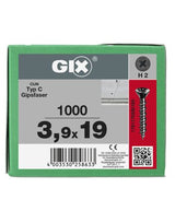 Trockenbauschraube GIX-C Senkkopf 3,9x19mm,Vollgw,Kreuzschlitz H2,sw phos - SPAX