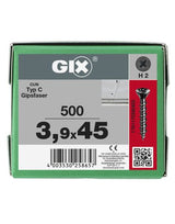 Trockenbauschraube GIX-C Senkkopf 3,9x45mm,Vollgw,Kreuzschlitz H2,sw phos - SPAX