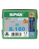 Universalschraube Senkkopf 8x160mm,Teilgw,Innensechsrund T40,ER A2 - SPAX