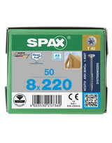 Universalschraube Senkkopf 8x220mm,Teilgw,Innensechsrund T40,ER A2 - SPAX