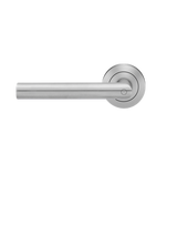 Drücker-Rosettengarnitur Rhodos ER28 DIN L ohne Schlüsselrosette Edelstahl matt KD Basic TS 45mm